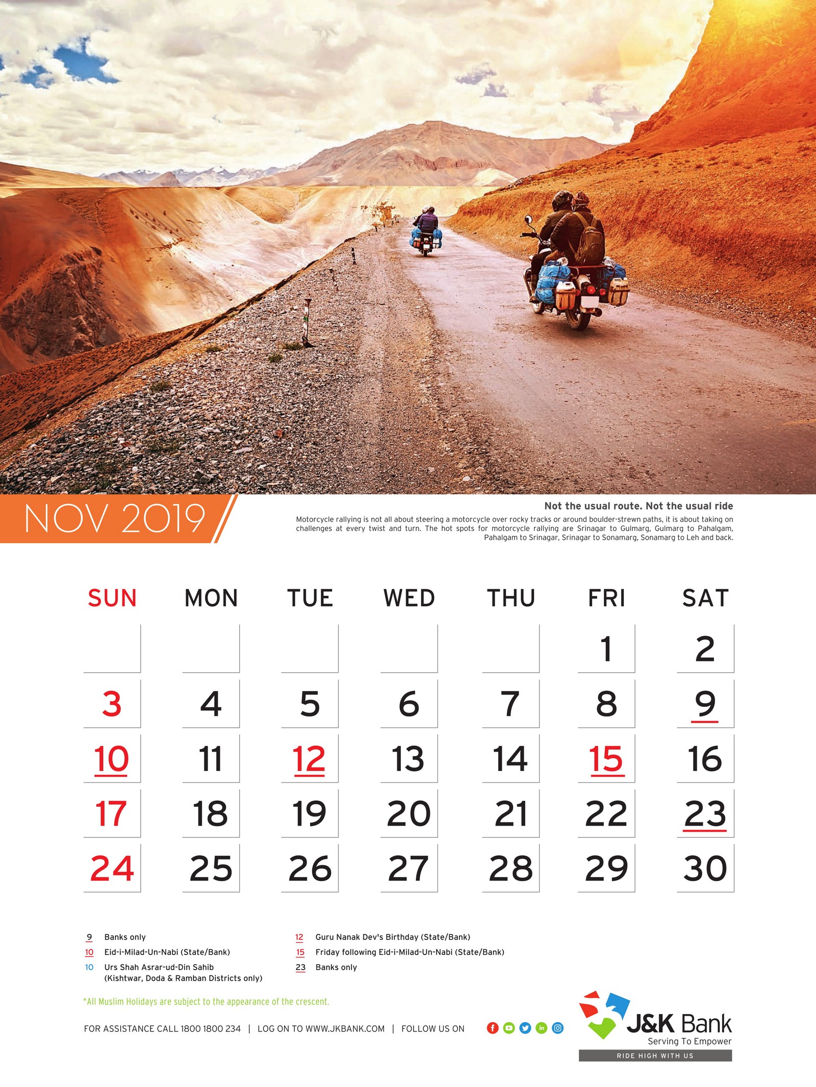 Wall Calendar Jammu And Kashmir J K Bank